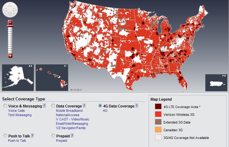 Verizon 4g Lte Deployment Within The Us Raymaps